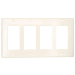 Leviton 80412-T 4-Gang Decora/GFCI Device Wallplate Standard Size Thermoset Light Almond