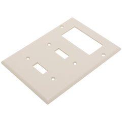 Leviton 80421-T 3-Gang 2-Toggle 1-Decora/GFCI Device Combination Wallplate Standard Size Thermoset