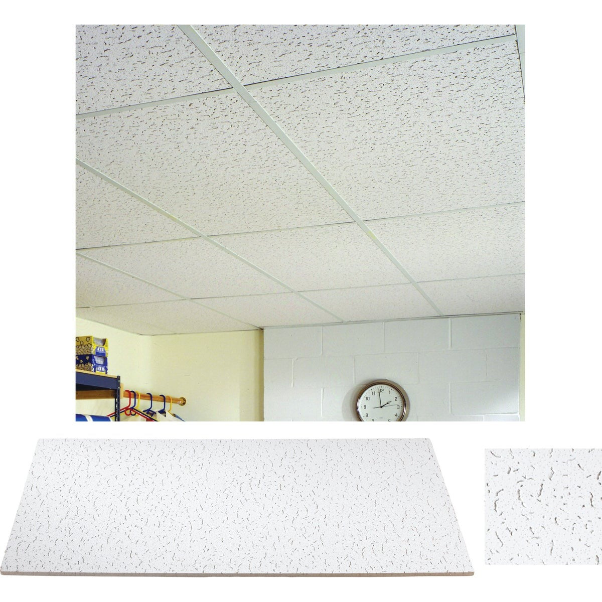 HUSQVARNA Fissured Basic 562 Acoustical Ceiling Panel 2x4 Ft Square Edge