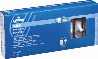 LEVITON Leviton M25-01451-2IM Ivory Single Pole Toggle Switch 10 Pack