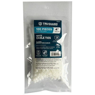 TRUGUARD Ironcube Works NL-3X100-100W White Nylon Cable Ties 100 Pack