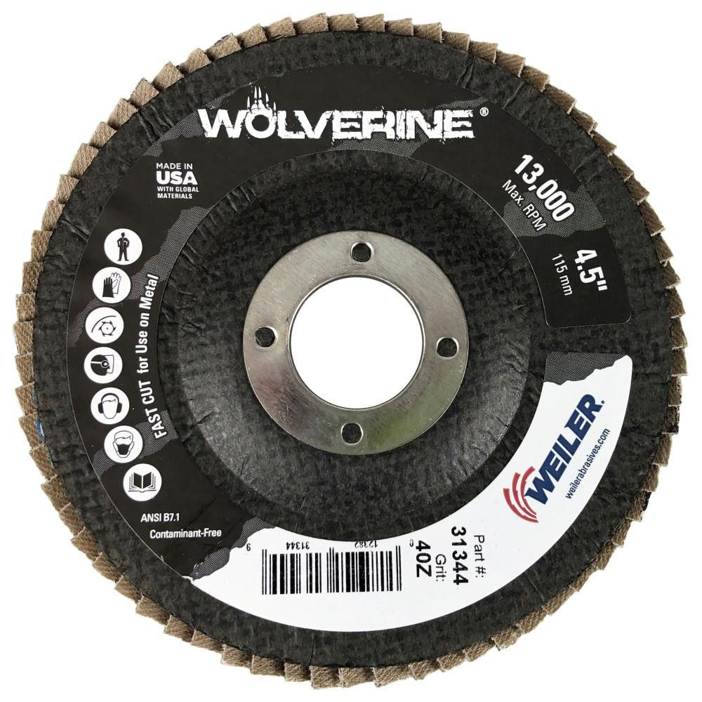 WEILER Weiler 31344 Flap Disc 40 Grit Type 29 Zirconia Alumina