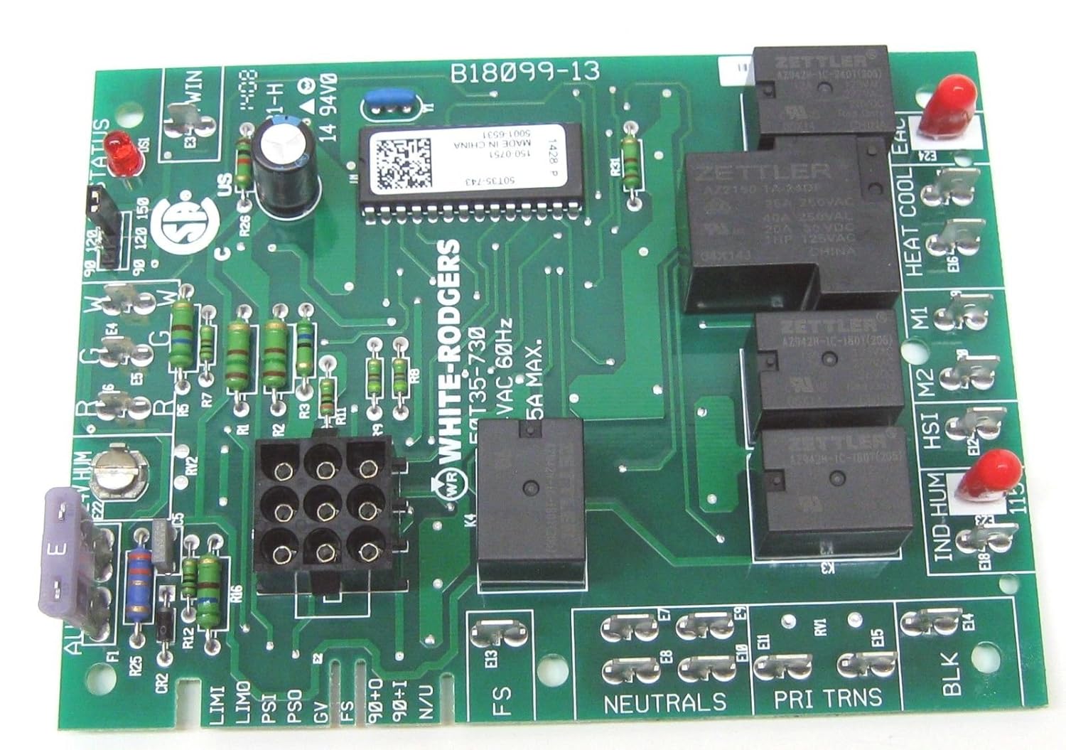 White-Rodgers 50T35-743 Integrated Furnace Control Board 36 inch Probe 25VAC 0.5A 3/16 inch Therminal