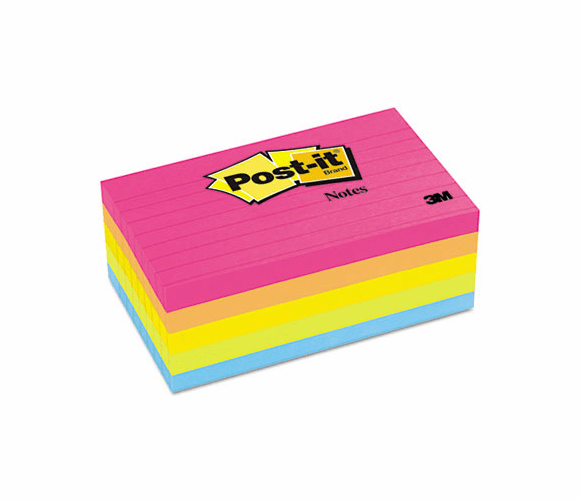 3M 3M 635-5AN Post-it Notes Original Lined Notepads (3 x 5 / 5 pads) MMM6355AN