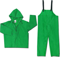 MCR Safety 3882L Dominator PVC/Polyester 2-Piece Rainsuit with Attached Hood, Large, Green