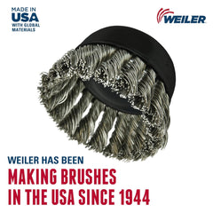 Weiler 13258 2-3/4 Single Row Knot Wire Cup Brush .020 Stainless Steel Fill 5/8-11 UNC Nut