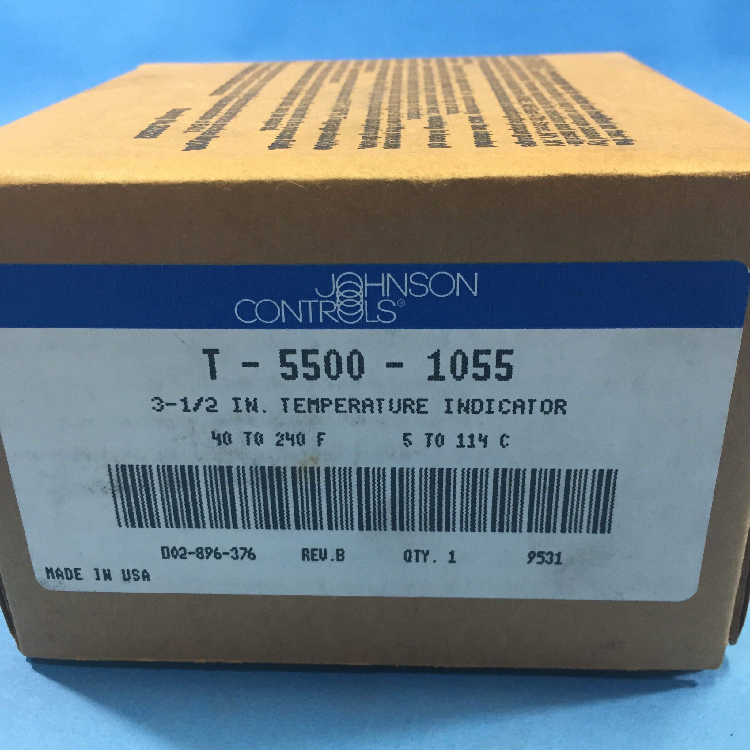 Johnson Controls T-5500-1055 Pneumatic Temperature Indicator 40/240F 3.5 Inch Dial