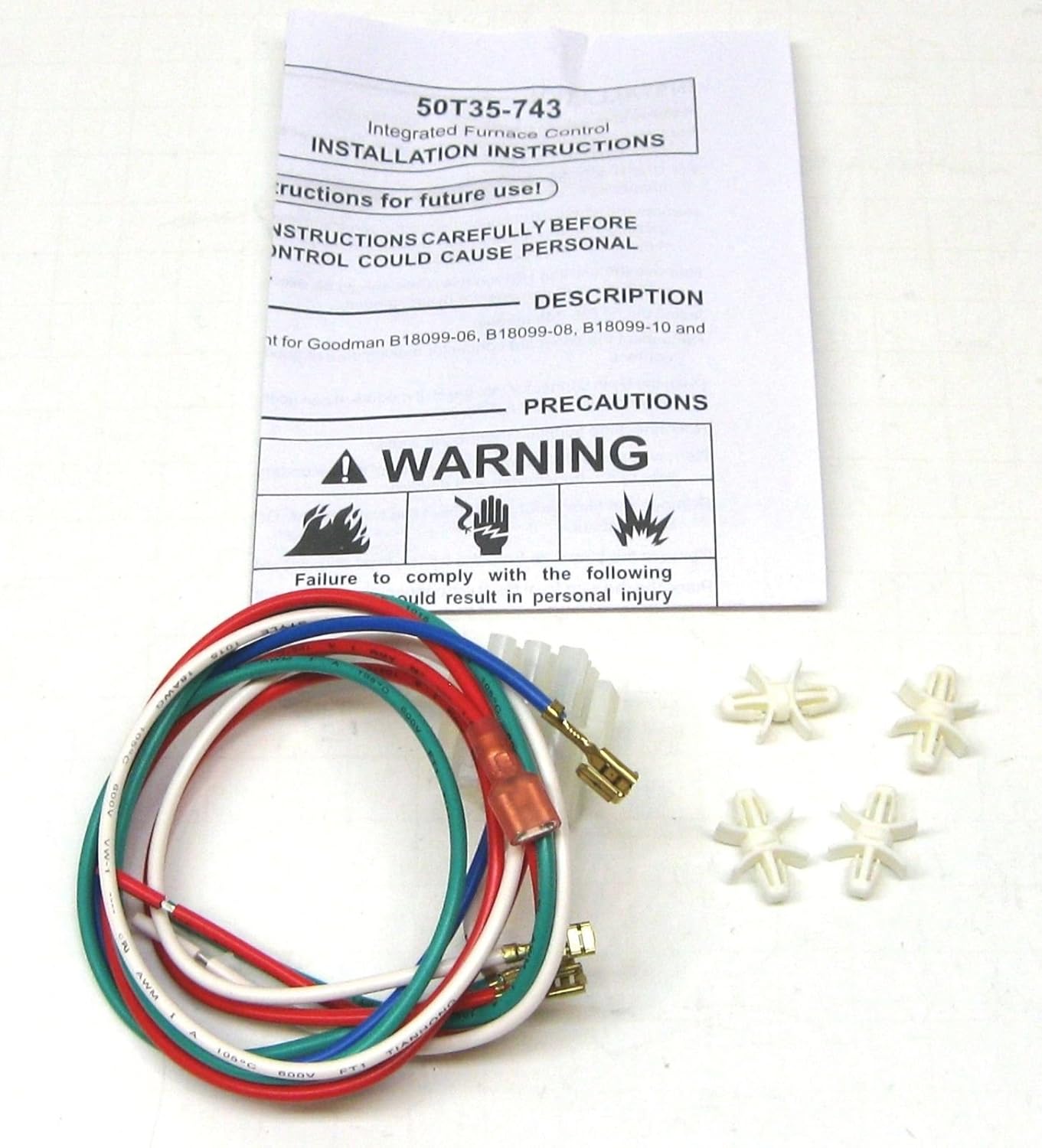 White-Rodgers 50T35-743 Integrated Furnace Control Board 36 inch Probe 25VAC 0.5A 3/16 inch Therminal