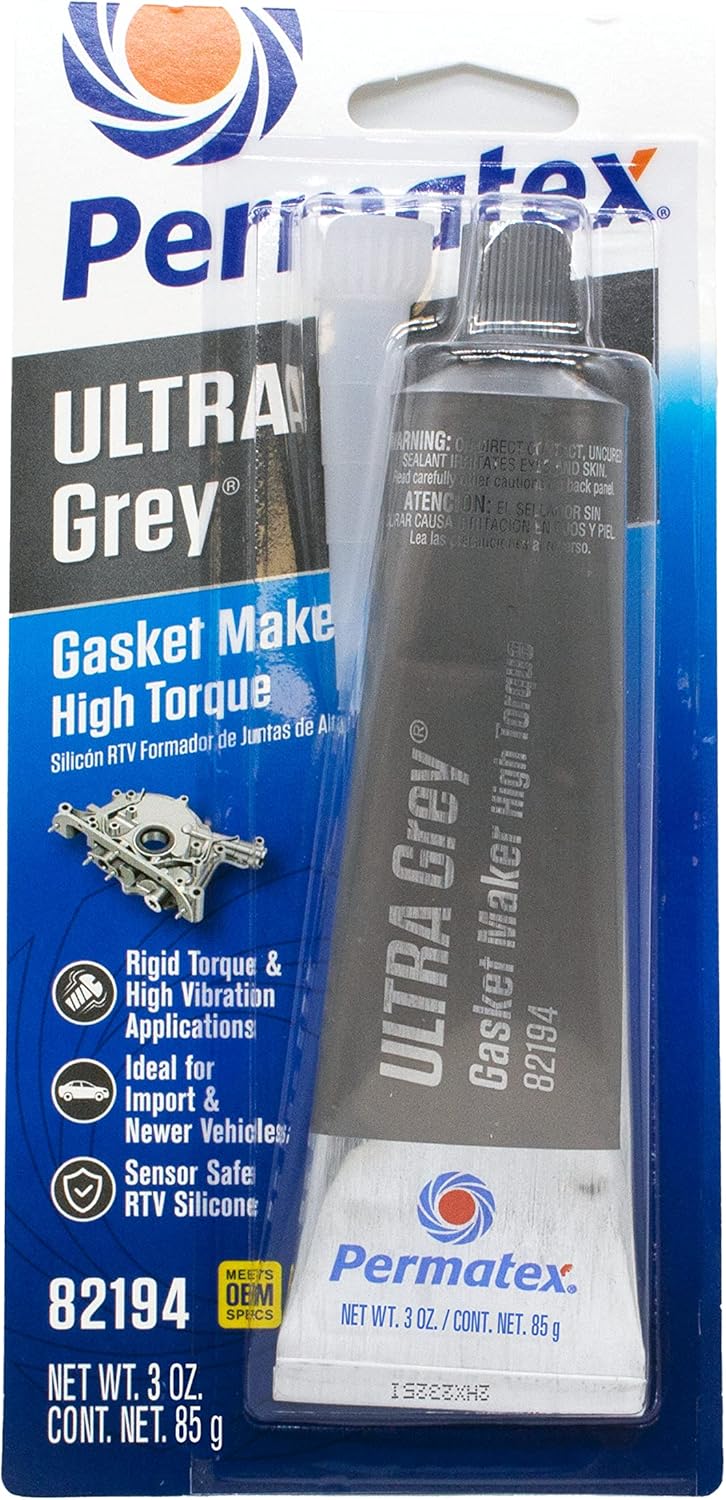 Permatex 82194 Ultra Grey Rigid High-Torque RTV Silicone Gasket Maker 3.5 Ounce