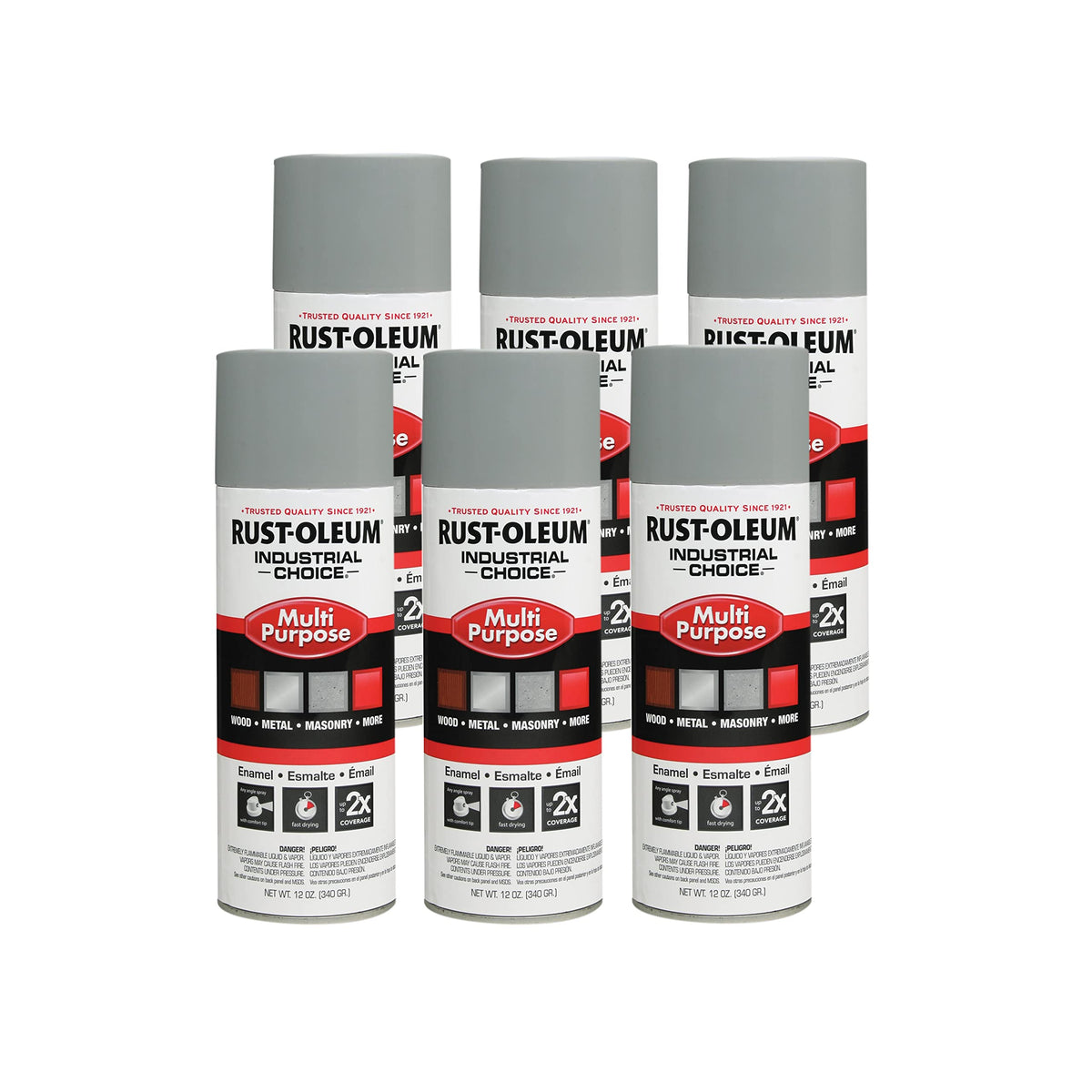 Rust-Oleum 214645 Industrial Choice 1600 System Multi-Purpose Spray Paint 12 Ounce Pack of 6