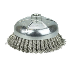 Weiler 12476 6 Single Row Knot Wire Cup Brush .023 Stainless Steel Fill 5/8-11 UNC Nut