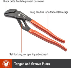 Crescent RT216CVN-06 Tongue and Groove Pliers 16 Inch Straight Jaw Black Oxide