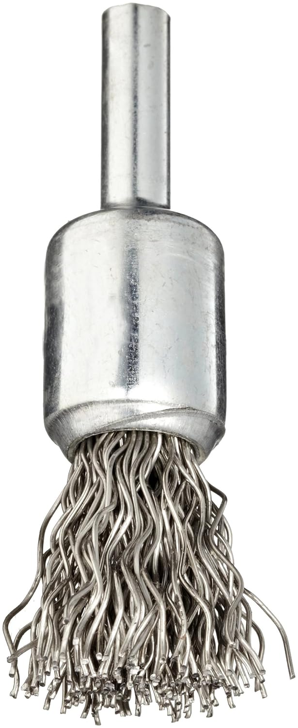 Weiler 10016 Crimped Wire End Brush .020 Stainless Steel Fill 1/2 Inch Diameter