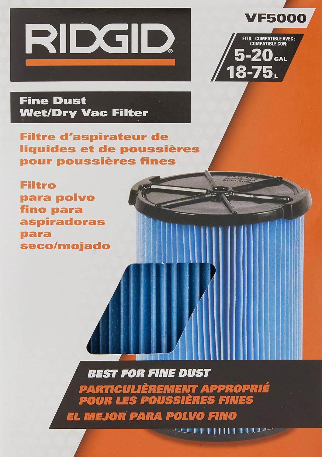 Ridgid 72952 3-Layer Pleated Paper Vacuum Filter for RIDGID 5-20 Gallon Vacuums Green