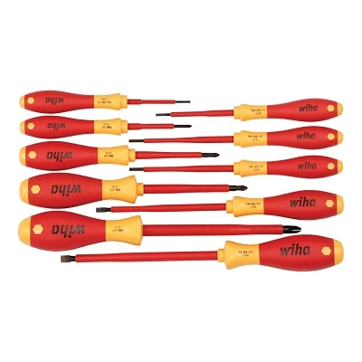 Wiha Tools 32093 SoftFinish Insulated Screwdriver Set Metric Includes 4 Phillips 6 Slotted 10 Pc