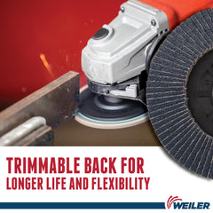 Weiler 50007 Tiger 4-1/2 Inch Flap Disc Angled 60 Grit Trimmable Backing