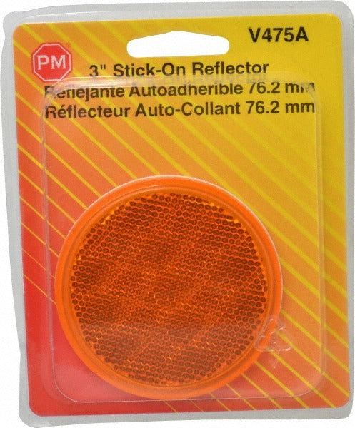 PETERSON MANUFACTURING Peterson V475A Amber Round Reflector 3 Inch Adhesive