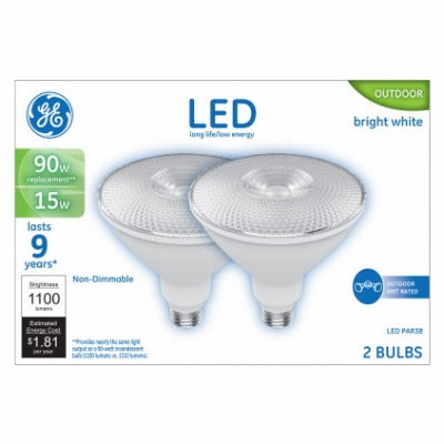 GE G E Lighting 93129298 PAR38 Led Flood Bulb 15W 2 Pack