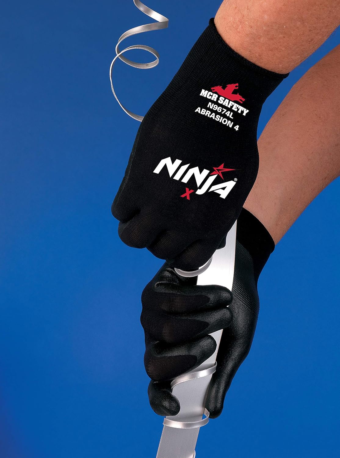 MCR Safety N9674M Ninja X Work Gloves, Bi-Polymer Palm, Medium, Black