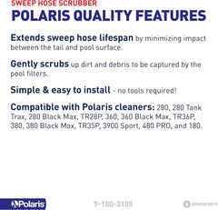 Polaris 9-100-3105 Sweep Hose Scrubber Replacement for 280, 360, 380, 3900 SPORT, TR28P