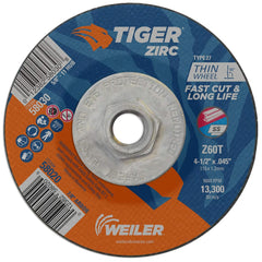 Weiler 58030 Tiger Zirc Cutting Wheel 4-1/2 Dia Pack of 10