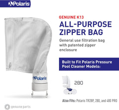 Polaris K13 All-Purpose Zipper Replacement Debris Bag For Pressure Pool Cleaner Vac-Sweep 280