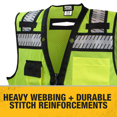 Dewalt DSV521-XL Class 2 Heavy Duty Surveyor Vest X-Large Hi-Vis Green