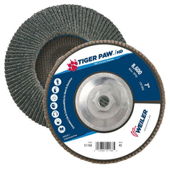 Weiler 51168 Tiger Paw XHD Abrasive Flap Disc 7 Inches Diameter 40 Grit 8600 RPM Pack of 10