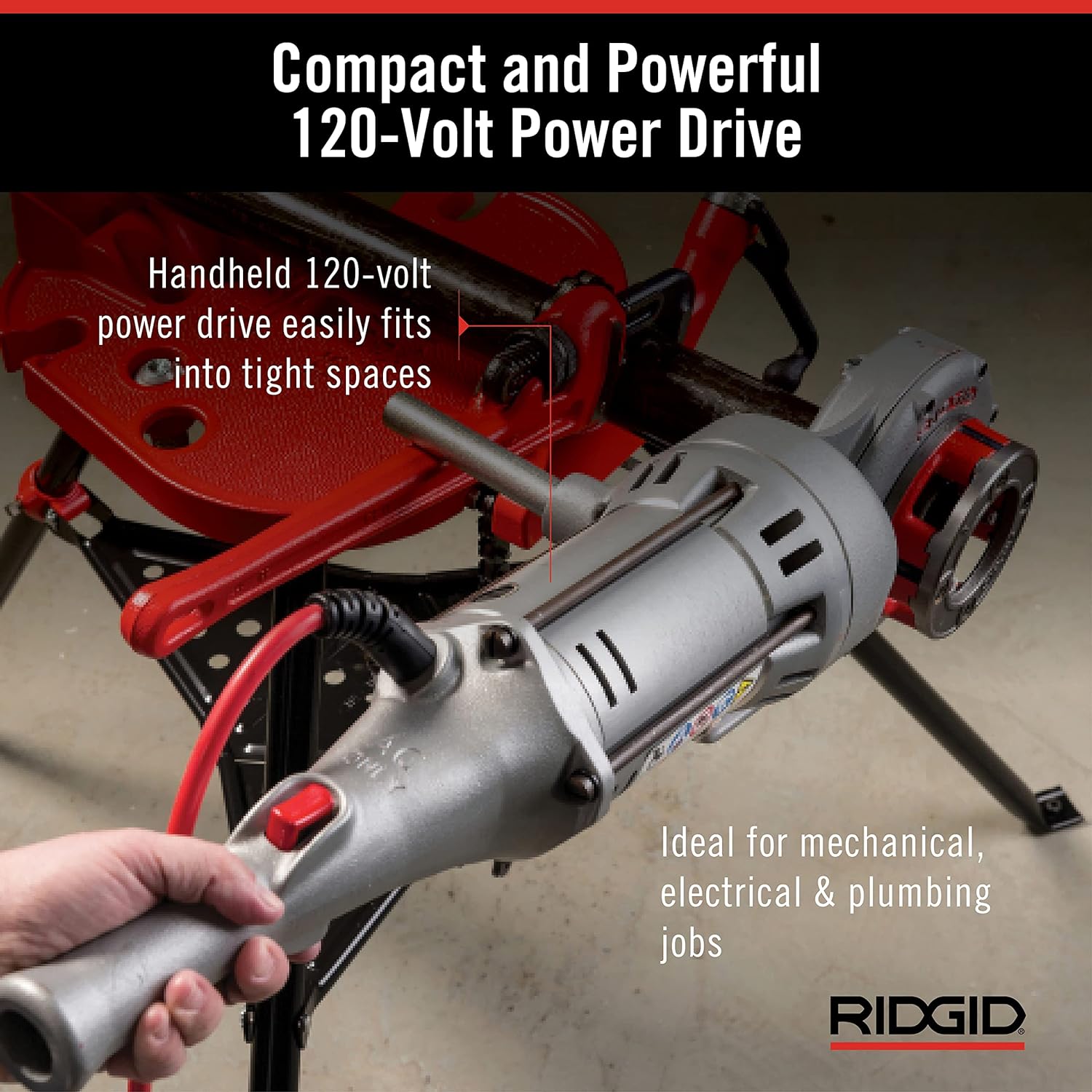 RIDGID 41935 Model 700 Hand-Held 115 Volt Power Drive 1/8 to 2 Inch Pipe Capacity