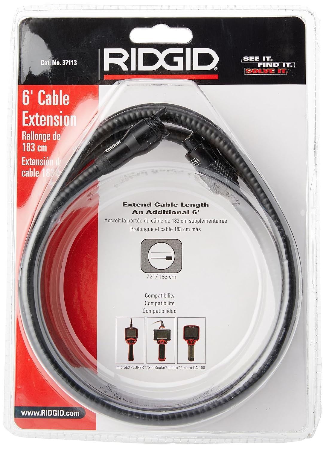 RIDGID 37113 Micro Extension Cable, 6-foot RIDGID SeeSnake Universal Cable Extension