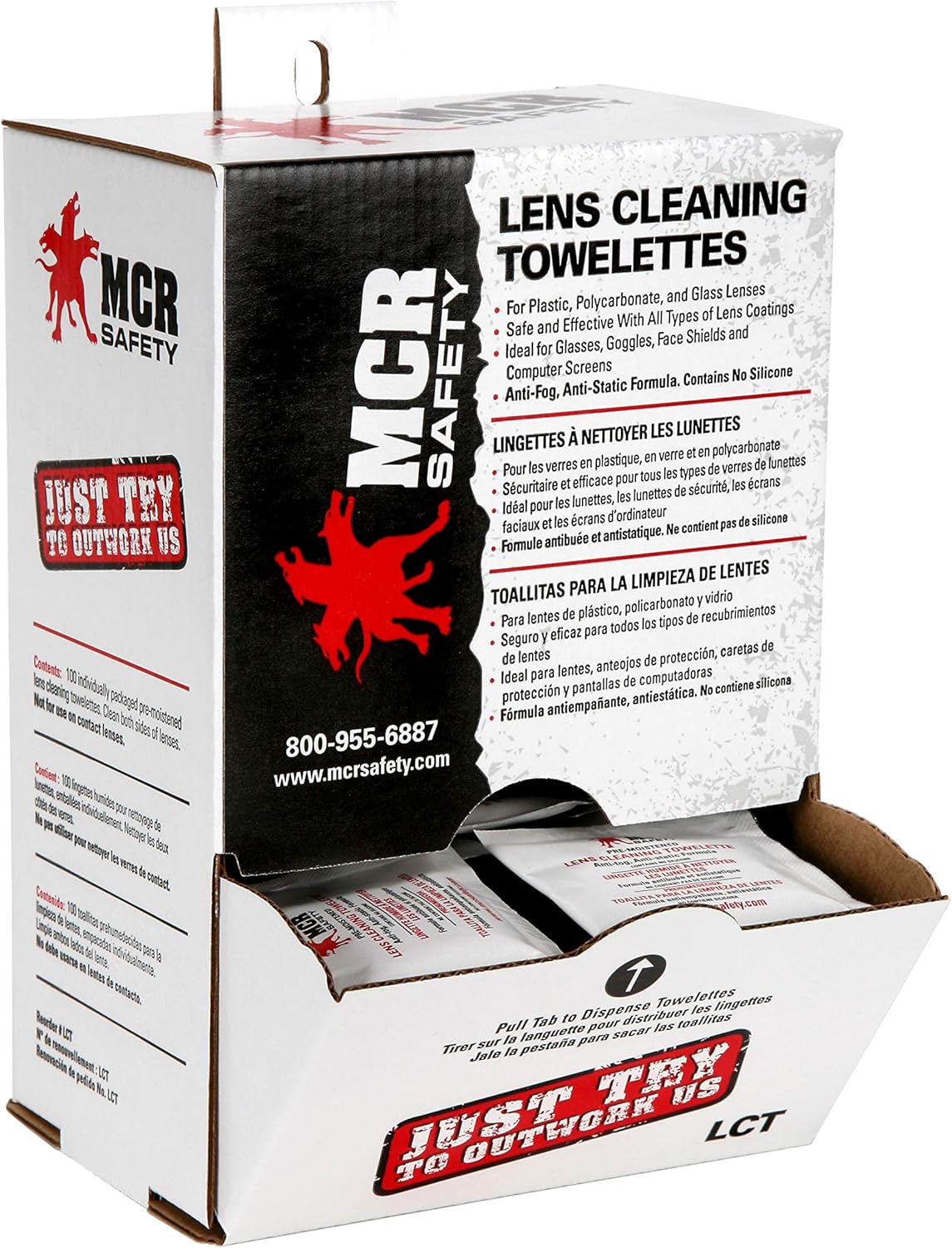 MCR Safety LCT Anti-Fog Anti-Static Lens Cleaning Towelette 100 Wipes