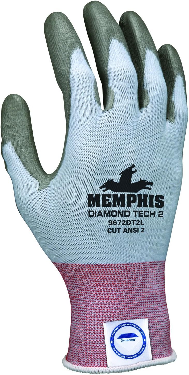 MCR Safety 9672DT2L Memphis Diamond Tech 2 18 Gauge Dyneema Gloves Light Blue Large