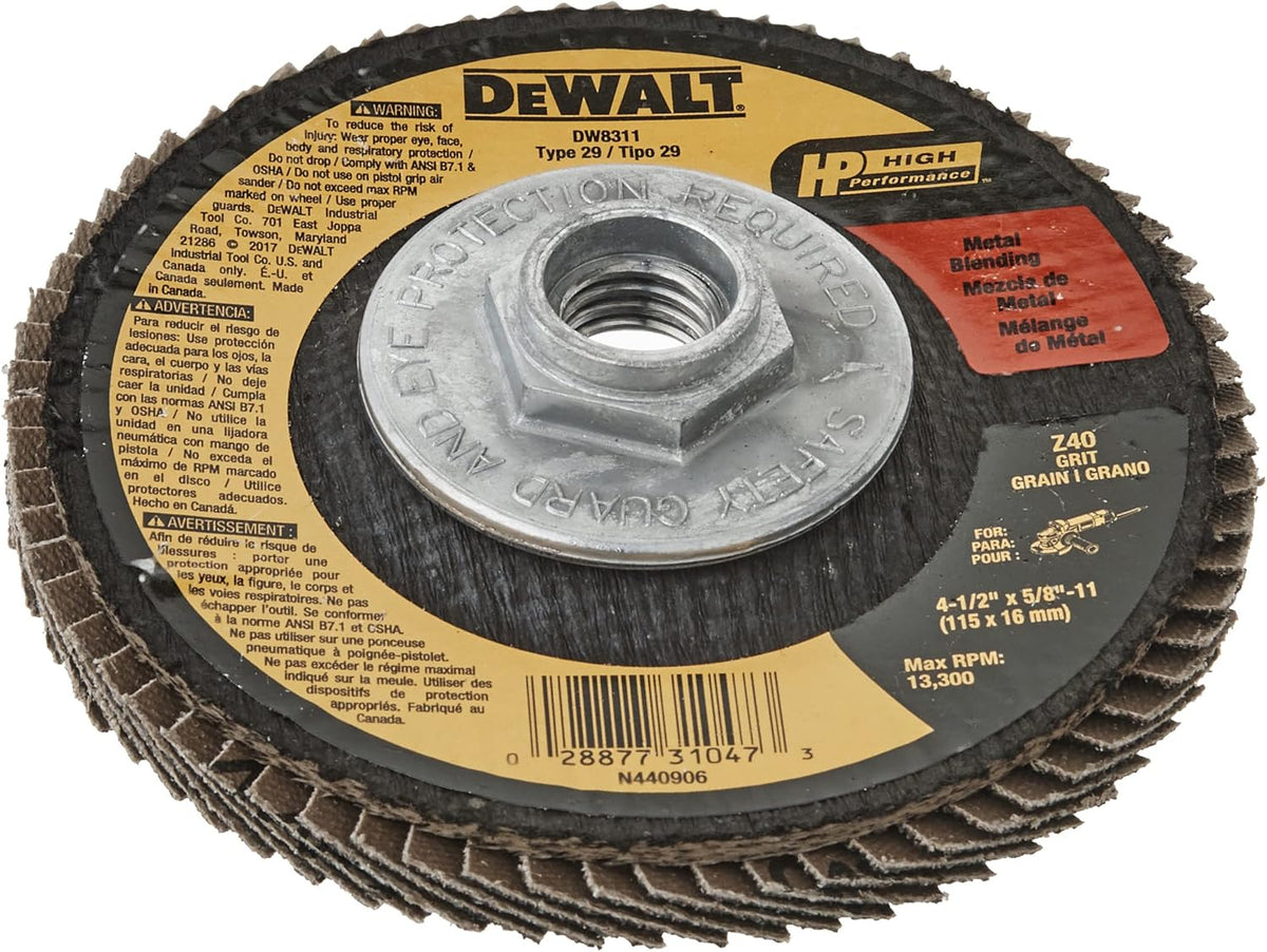 DEWALT DW8311 4-1/2-Inch by 5/8-Inch-11 36 Grit Zirconia Angle Grinder Flap Disc