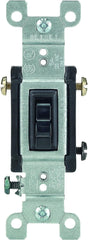 Leviton 1453-2E 15 Amp, 120 Volt, Toggle Framed 3-Way AC Quiet Switch, Residential Grade, Grounding, Quickwire Push-In & Side Wired, Black