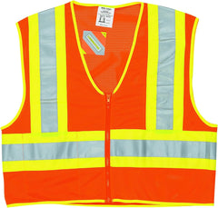 MCR Safety WCCL2OX4 Class 2 Polyester Mesh Safety Vest with 3M Scotchlite 4-1/2-Inch Yellow/Silver Reflective Stripe, Fluorescent Orange, 4X-Large