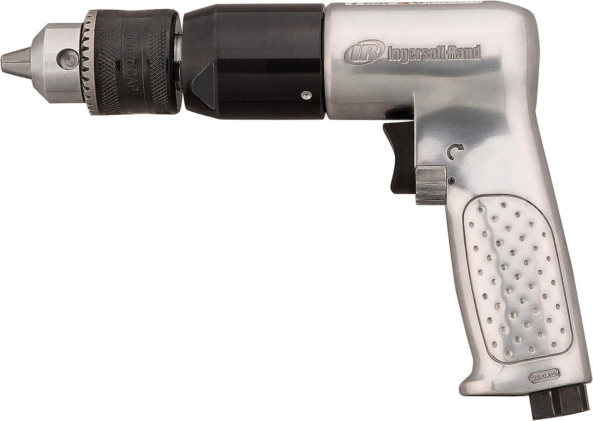 Ingersoll Rand 7803RA 1/2 inch Reversible Pneumatic Air Drill, Heavy Duty, 400 RPM, Variable Speed Throttle, 0.5 HP Motor, Quick Reverse Lever