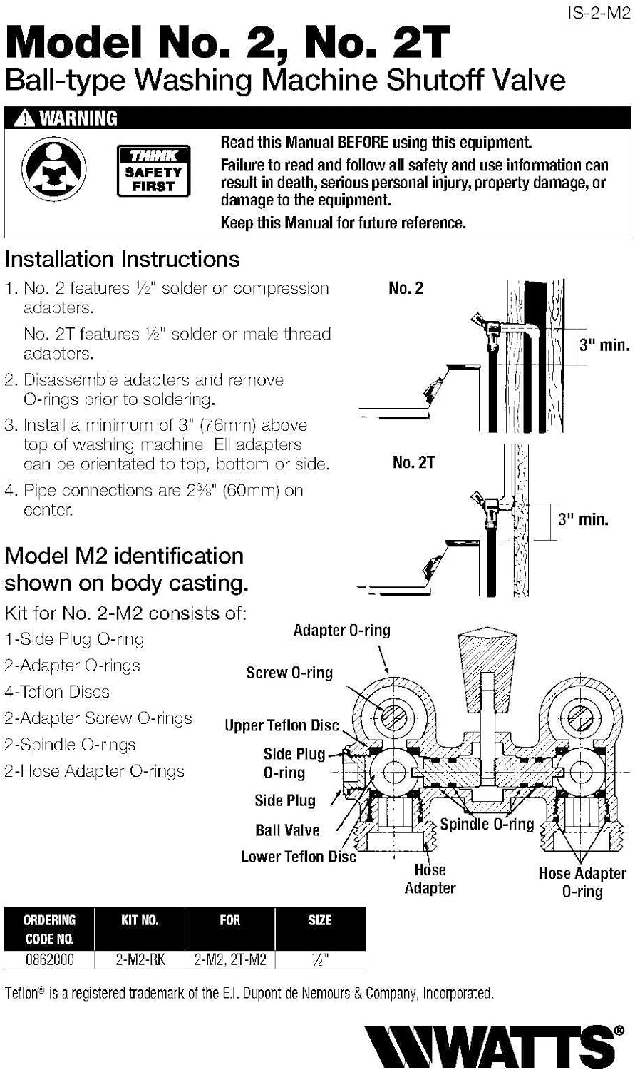 Watts 2-M2 Duo-Cloz Manual Washing Machine Shutoff Valve with Brass Body