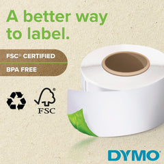 Dymo 30320 Labelwriter Address Labels 1-1/8 in x 3-1/2 in White 260 Labels/Roll 2 Rolls/Pack