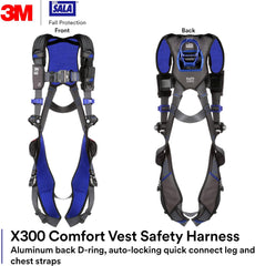 3M 1113007 DBI-SALA ExoFit NEX Vest Style Harness, Aluminum Back D-Ring Large Blue/Gray