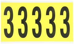 Brady 3460-3 5 Height 1-3/4 Width B-498 Repositionable Coated Vinyl Cloth Black On Yellow 34 Series Indoor Number Label Legend 3