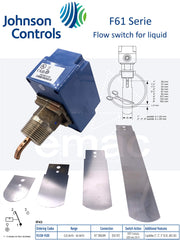 Johnson Controls F61SB-9100 Flow Switch, R1 inch DIN2999 Connection, SPDT Contacts, 15(8) A 230V