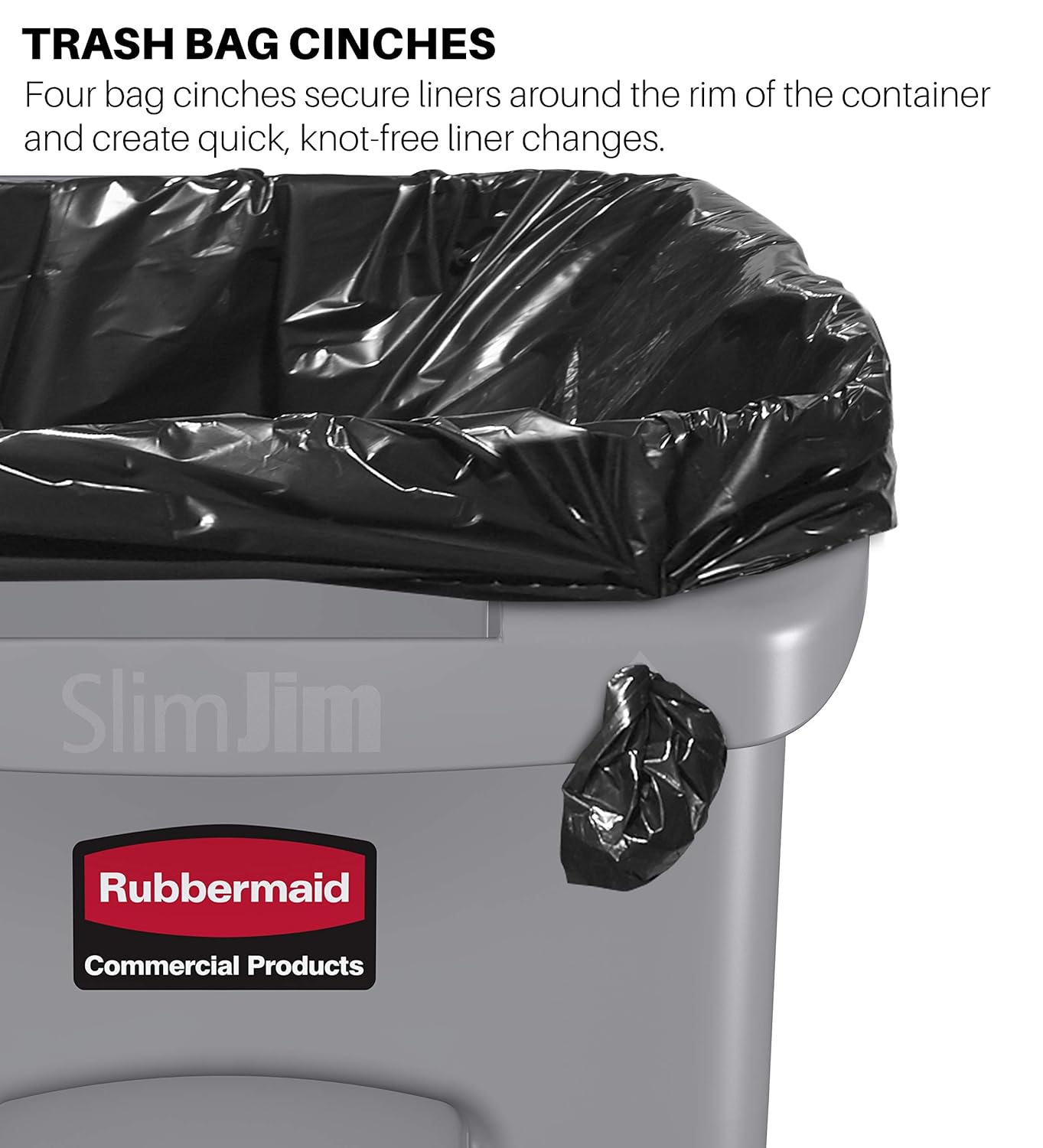 Rubbermaid FG354060GRAY Slim Jim Plastic Rectangular Trash/Garbage Can with Venting Channels 23 Gallon