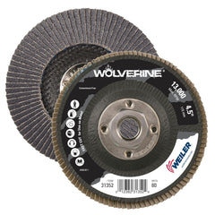 Weiler 31352 Wolverine Abrasive Flap Disc 80 Grit Zirconia Alumina Bevel Type 29 4-1/2 inches