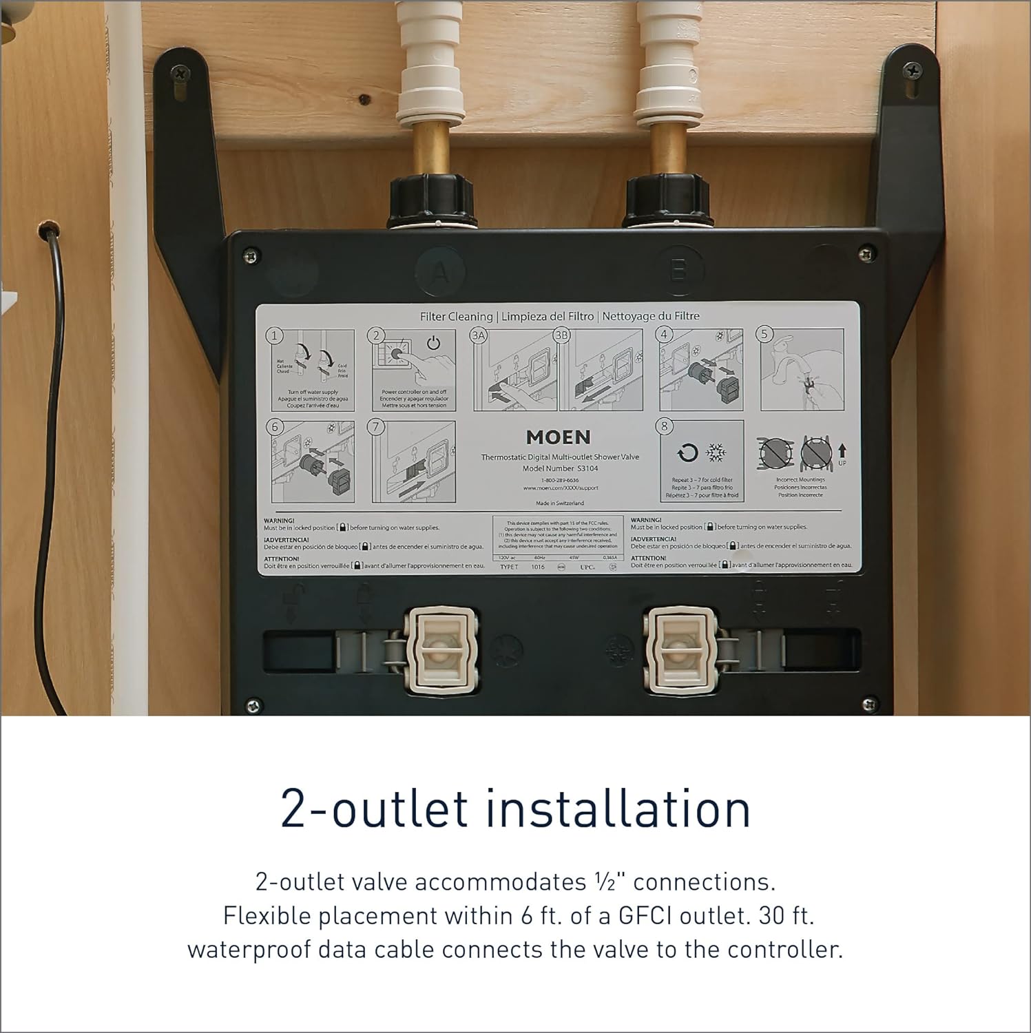 Moen S3102 U by Moen Digital Thermostatic Shower 2-Port Valve 0.5 Inch Connections