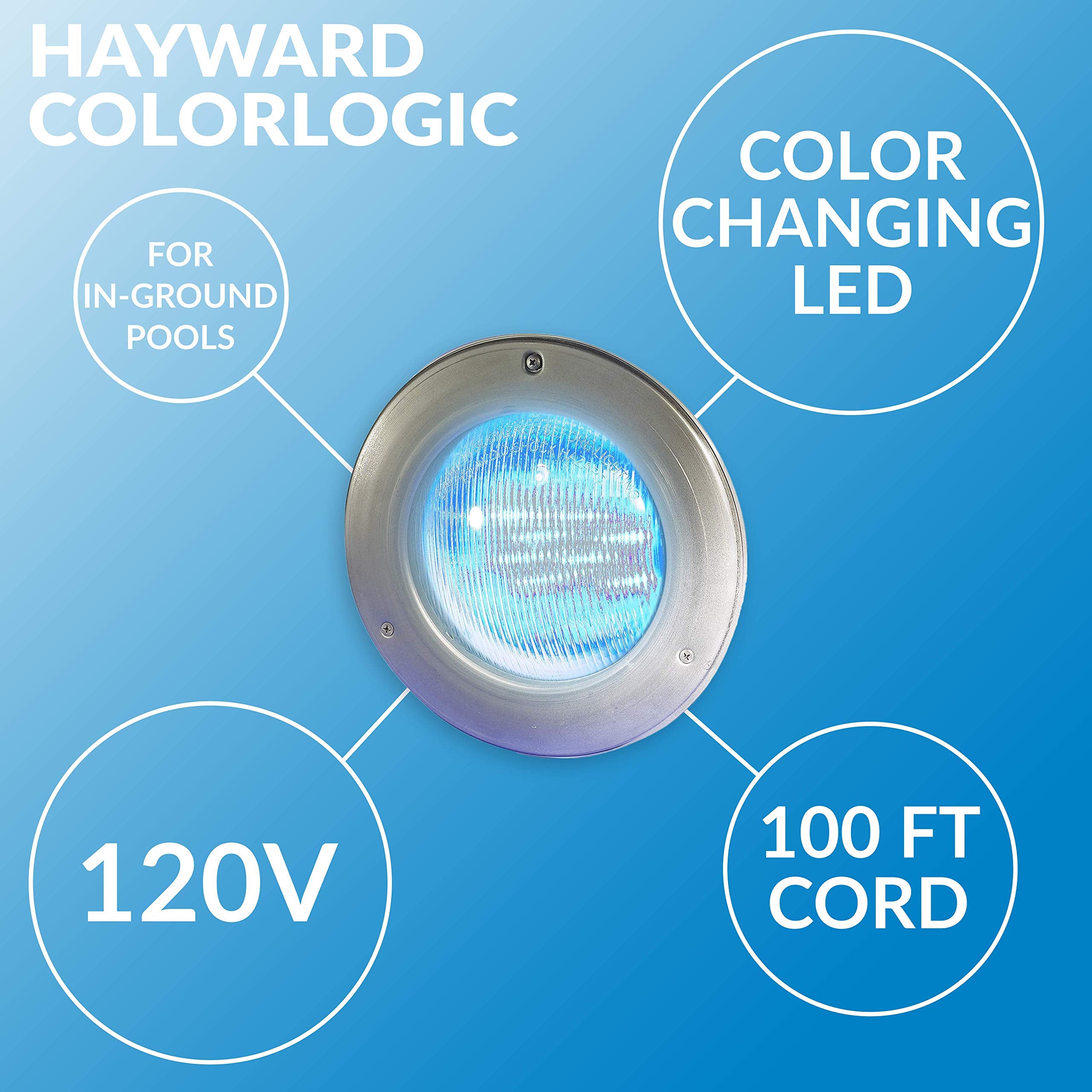 Hayward W3SP0527SLED100 120V ColorLogic 4.0 LED Pool Light Stainless Steel 100 ft Cord