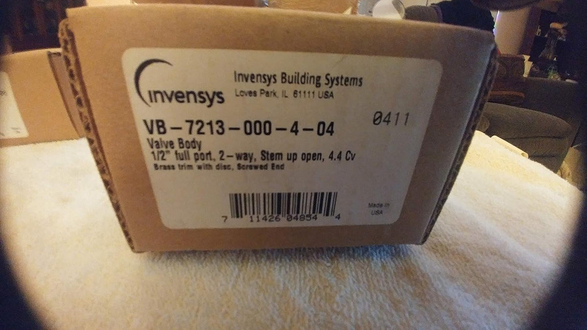 Schneider Electric VB-7213-0-4-04 Series Vb-7000 Two-Way Globe Valve Body Npt Threaded Straight Pipe Connection Brass Plug 1/2 Port Size