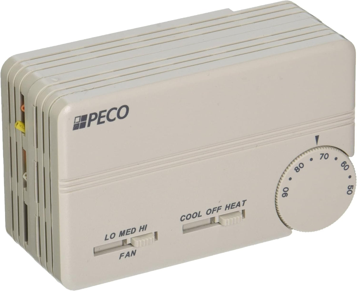 Peco TA155-046 Programmable Thermostat with Wire Leads Cool-Heat-Off Line Voltage 24 Volts White