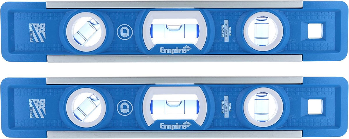 Empire EM81.9 True Blue 9-Inch Heavy-duty Magnetic Aluminum Torpedo Level Twin Pack