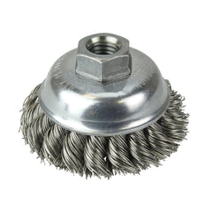 Weiler 13163 Single Row Knot Wire Cup Brush 3.5 Inch 5/8-11 UNC Nut Stainless Steel