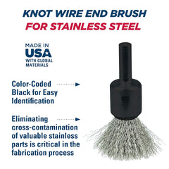 Weiler 10013 Crimped Wire End Brush 1/2, 0.006 Stainless Steel Fill, Made in The USA